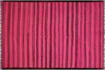 Flat Weave Kilim, Antique, Navaho, Vintage, Handmade, Modern Kilim Pink Brown Hand-Woven Rectangle 100% Wool Area Rug 6 x 9